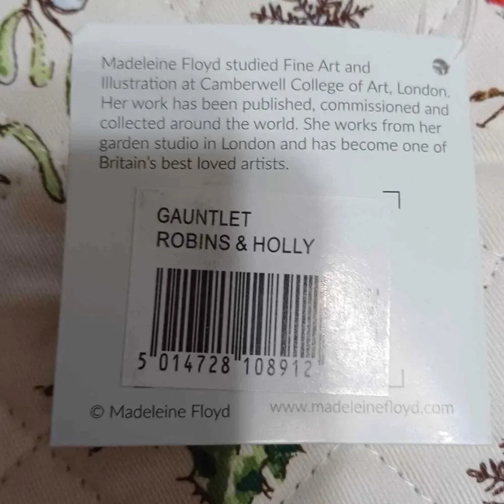 Ulster Weavers Madeleine Floyd Robins & Holly Christmas Gauntlet Oven Mitt NEW
